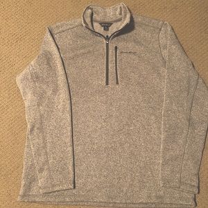 Eddie Bauer Gray Fleece Pullover w/ Half Zip - XL
